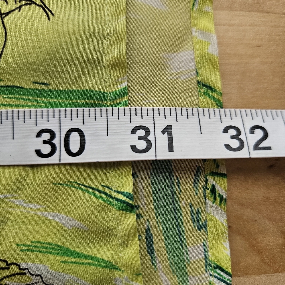 Vintage 90s PIANO Lime Green Silk Blouse Floral Print Long Sleeve Shirt 1X - Picture 9 of 12